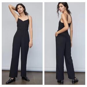 Anthropologie Maeve Magdalena Jumpsuit Size 12 Black Sleeveless Classic Cocktail